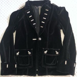 Bebe Velvet Military Inspired Jacket In Black